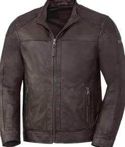Ross & Cole Herren Lederjacke mit Stehkragen schwarz Sale