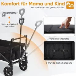 Faltbarer Bollerwagen mit Dach, 150 kg ^ Sachsenrad Best