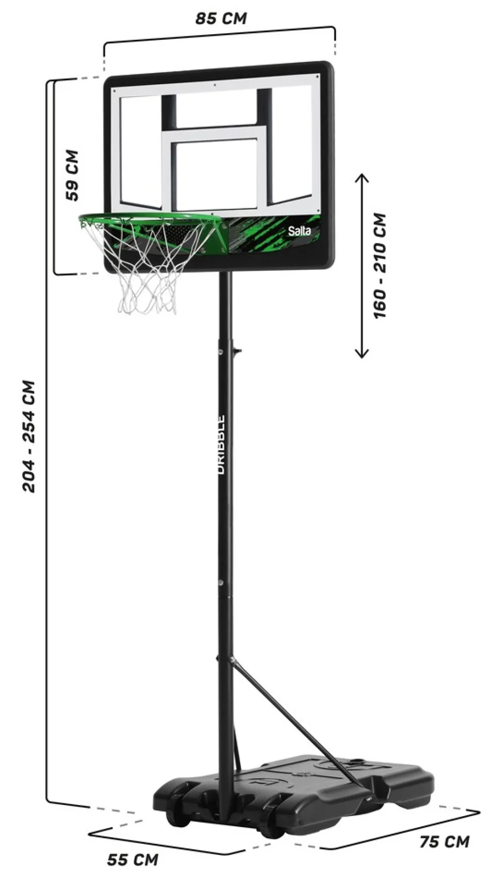 Basketballständer Dribble 83x254x130 cm ^ salta Clearance