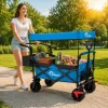 SAMAX Faltbarer Bollerwagen Offroad mit Dach - Blau Outlet