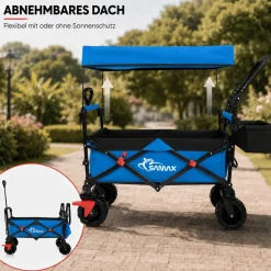 SAMAX Faltbarer Bollerwagen Offroad mit Dach - Blau Outlet