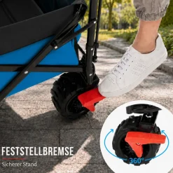 SAMAX Faltbarer Bollerwagen Offroad mit Dach - Blau Outlet