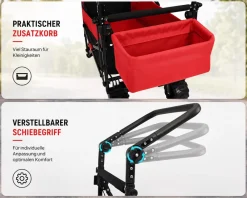Faltbarer Bollerwagen Offroad mit Dach - Schwarz / Grün ^ SAMAX Clearance