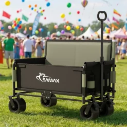 SAMAX Faltbarer Bollerwagen - 2in1 mit Bank - bis 200kg Offroad Festival Edition - Matcha Grün Sale