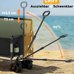 SAMAX Faltbarer Bollerwagen - 2in1 mit Bank - bis 200kg Offroad Festival Edition - Matcha Grün Sale