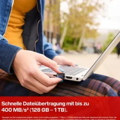 Extreme Fit USB-C-Flash-Laufwerk - 256GB (400 MB/s, USB-C 3.2) ^ SanDisk Outlet