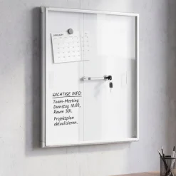 MCW Schaukasten -Q50, Magnettafel Whiteboard Memoboard Pinnwand, Aluminium abschließbar inkl. Zubehör 66x47x9cm Discount