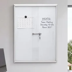 Schaukasten -Q50, Magnettafel Whiteboard Memoboard Pinnwand, Aluminium abschließbar inkl. Zubehör 96x66x9cm ^ MCW Online