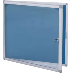 Schaukasten -Q51, Memoboard Pinnwand mit Filzoberfläche, Aluminium abschließbar inkl. Zubehör 65x68x7cm ~ blau ^ MCW Discount