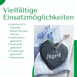 Schieferherz zum Aufhängen mit Juteband Schiefertafel Dekoration Wandeko (6, 17 cm Herz) ^ Novaliv Online
