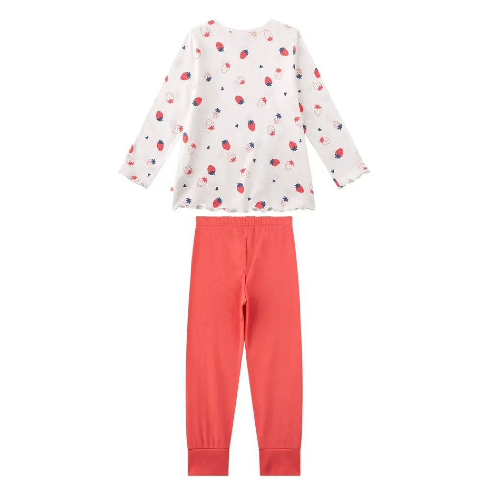 Sanetta Schlafanzug Erdbeeren Pyjama Kids lang Mädchen Pyjama Rosa/Beige New