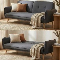 MCW Schlafsofa -J18, Couch Klappsofa Gästebett Bettsofa, Schlaffunktion Stoff/Textil 185cm ~ anthrazit-grau Online