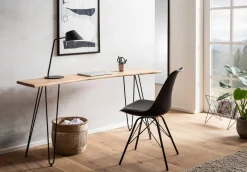 Schreibtisch Bürotisch 150 cm Akazie Massivholz Computertisch Baumkante ^ Finebuy Clearance