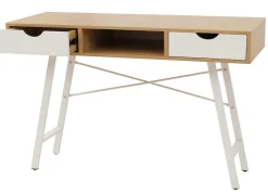 MCW Schreibtisch -E92, Bürotisch Computertisch, 3D-Struktur 120x60cm ~ naturbraun weiß Hot