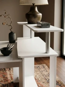 KADIMA DESIGN Schreibtisch – Weiß, 94x90,5x48,5 cm, Tastaturauszug, kompakt, mit Druckerablage Outlet