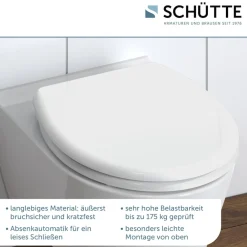 Schütte Duroplast WC Sitz WHITE mit Absenkautomatik und Schnellverschluss
