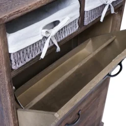 Schuhkipper -H19, Schuhschrank Schuhregal Schuhablage, Massiv-Holz Shabby-Look Korb-Schublade 100x60x24cm ~ braun ^ MCW Hot