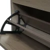 Schuhkipper -K45, Schuhschrank Schuhregal, 81x60x25cm 2 Klappen, MDF aus Paulownia ~ grau-braun ^ MCW Clearance