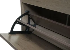 Schuhkipper -K45, Schuhschrank Schuhregal, 81x60x25cm 2 Klappen, MDF aus Paulownia ~ grau-braun ^ MCW Clearance