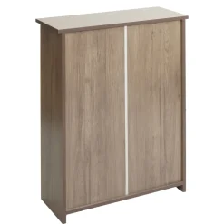Schuhkipper -K45, Schuhschrank Schuhregal, 81x60x25cm 2 Klappen, MDF aus Paulownia ~ grau-braun ^ MCW Clearance