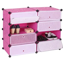 Schuhschrank -B66, Schuhablage Schrank Steckregal Aufbewahrung, 8 Fächer 73x92x36cm ~ rosa ^ MCW New