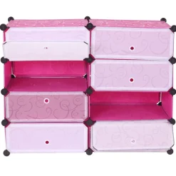 Schuhschrank -B66, Schuhablage Schrank Steckregal Aufbewahrung, 8 Fächer 73x92x36cm ~ rosa ^ MCW New
