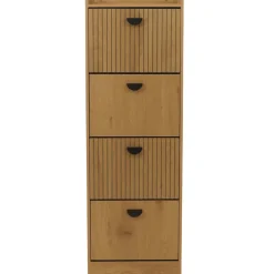 MCW Schuhschrank -O39, Schuhkipper Schuhregal 4 Klappen Klappfächer MDF Melamin Metall 147x50x24cm ~ natur Hot
