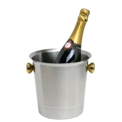 ich-zapfe Sekt und Champagner Kübel, 18/8 Edelstahl, matt mit goldfarbenen Griffen, 5,0 Liter Clearance