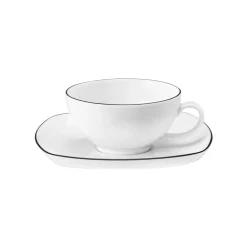Teetasse mit Untertasse eckig Lido Black Line 200 ml ^ Seltmann Weiden Online
