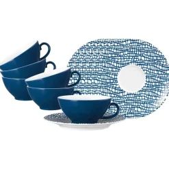 Seltmann Weiden Teetassen mit Untertassen Life Fashion 140 ml 6er Set Classic Blue New