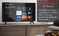 Sharp 40GD2225E – 40 Zoll Fernseher (101 cm) Full HD Roku TV– HDR10, Dreifach-Tuner DVB-T2/C/S2, 3x HDMI, USB, WLAN Sale