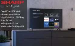 Sharp 43GJ4225E - 43 Zoll Fernseher (108 cm) 4K Ultra HD Roku TV - Streaming LED Smart TV (HDR10, HDMI, Receiver, WLAN) Outlet