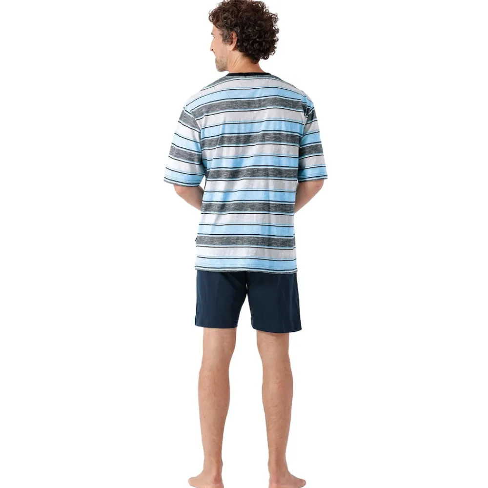 hajo Shorty Preiu Cotton Herren Pyjaa Blau New