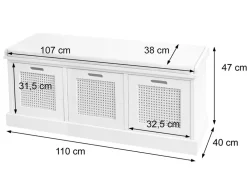 Sitzbank -J49, Polsterbank Garderobenbank, Kissen Aufbewahrungsboxen Staufach 47x110x40cm ~ weiß, Polster creme-weiß ^ MCW Outlet