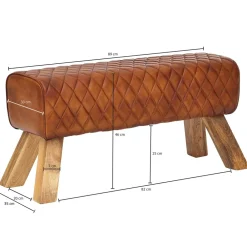 Sitzbank Turnbock Braun Echtleder Lederhocker Sprinbock Hocker Garderobenbank ^ Finebuy