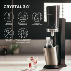 Crystal 3.0 Titan Wassersprudler mit QC CO2-Zylinder und 1x Glaskaraffe ^ Sodastream Best