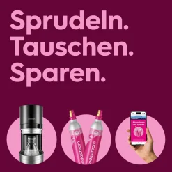 Wassersprudler DUO mit Apfelschorle Sirup Mix | inkl. 1x 1L Glasflasche, 1x 1L Kunststoffflasche + Quick-Connect CO2-Zylinder | Farbe: Titan ^ Sodastream Best