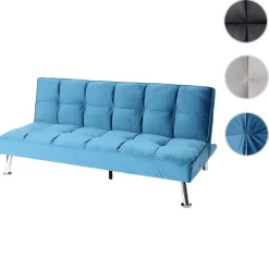 Sofa -K21, Klappsofa Couch Schlafsofa, Nosagfederung Schlaffunktion Liegefläche 181x107cm ~ Samt, blau ^ MCW Sale