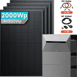 SolarMars ® 2000W Balkonkraftwerk mit Speicher, Anker SOLIX Solarbank 2 E1600 Pro +2x BP2700 - Ohne Halterung Best