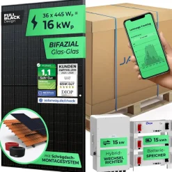 Solarway 16kW Solaranlage mit Speicher | Deye 12 kW | Bifazial inkl. Montagesystem, App & WiFi Best