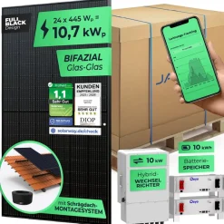 Solarway 10,6kW Solaranlage mit Speicher | Deye 10 kW | Bifazial inkl. Montagesystem, App & WiFi Best