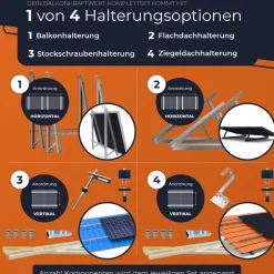 ® 1000W Balkonkraftwerk 800W komplett Steckdose - neuester 800 Watt Wechselrichter - Solaranlage Komplettset - 500W bifaziale Solarmodule & Envertech & Zubehör ^ Solarway New
