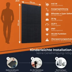 ® 890Wp / 800W Balkonkraftwerk komplett Steckdose - neuester EcoFlow Stream 800 Watt Wechselrichter - Solaranlage Komplettset - 445W bifaziale Solarmodule & EcoFlow & Zubehör ^ Solarway Sale