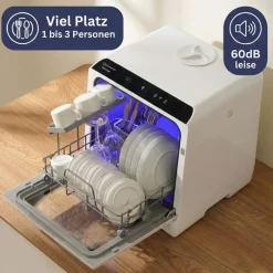 Tischgeschirrspüler SP5 Dual – Mini Spülmaschine oder Tischspülmaschine mit 6 Waschprogrammen, 360° Reinigungsabdeckung, flexible Wasserversorgung – effizient & umweltschonend ^ Sommertal Clearance