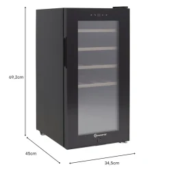 WK 50 Weinkühlschrank – 15 Flaschen, 5–20°C einstellbar, abschließbar, LED-Beleuchtung, Glastür, Touchscreen, 4 Holz-Einlegeböden, leise & energiesparend ^ Sommertal Hot