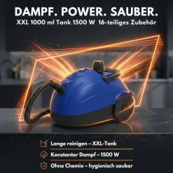XXL SC1000 Dampfreiniger Handgerät 1500 W ^ Sommertal Best