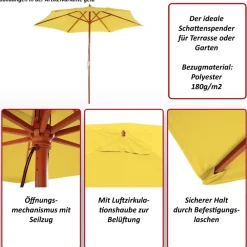 Sonnenschirm Lissabon, Gartenschirm Marktschirm, Ø 3m Polyester/Holz ~ terracotta ^ MCW Sale