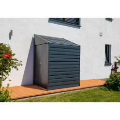 Metallgerätehaus, 124 x 203 cm - grau ^ Spacemaker Discount