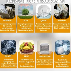 SP9 Dual Mini Geschirrspüler | Tischgeschirrspüler für 1-5 Personen, 8 Programme, 950W | Kleine Spülmaschine freistehend mit LED, Touch, Tank & Wasseranschluss | leise & kompakt ^ Sommertal Sale