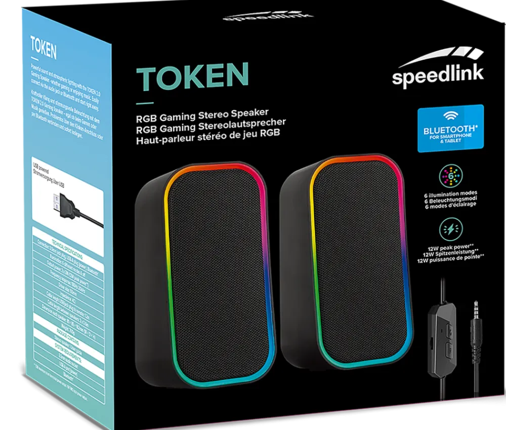 Speedlink TOKEN RGB Gaming Stereo Speaker, black Discount